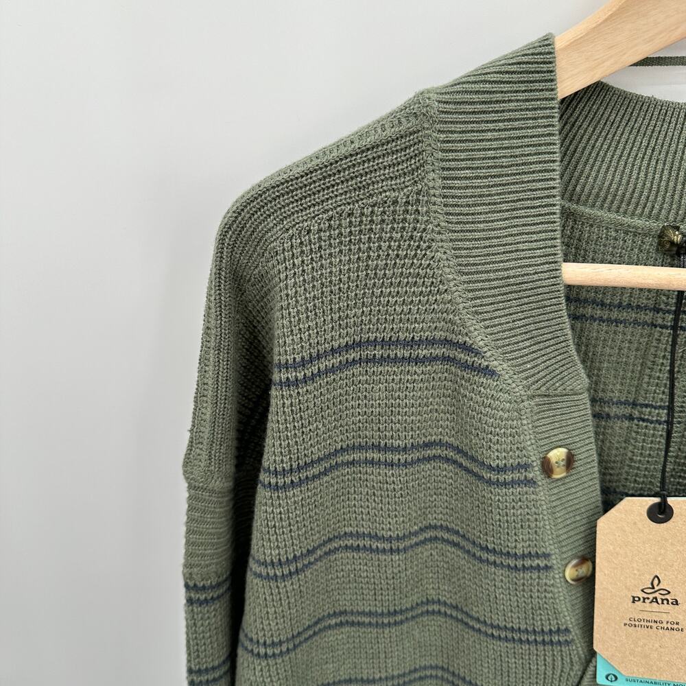 PRANA NWT Milani Henley Long Sleeve Sweater Dress in Kale Green Stripe // M - Picture 7 of 11